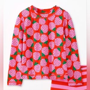 Hanna Andersson Girls Strawberry Rash Guard Shirt Swim Top UV Sz 5